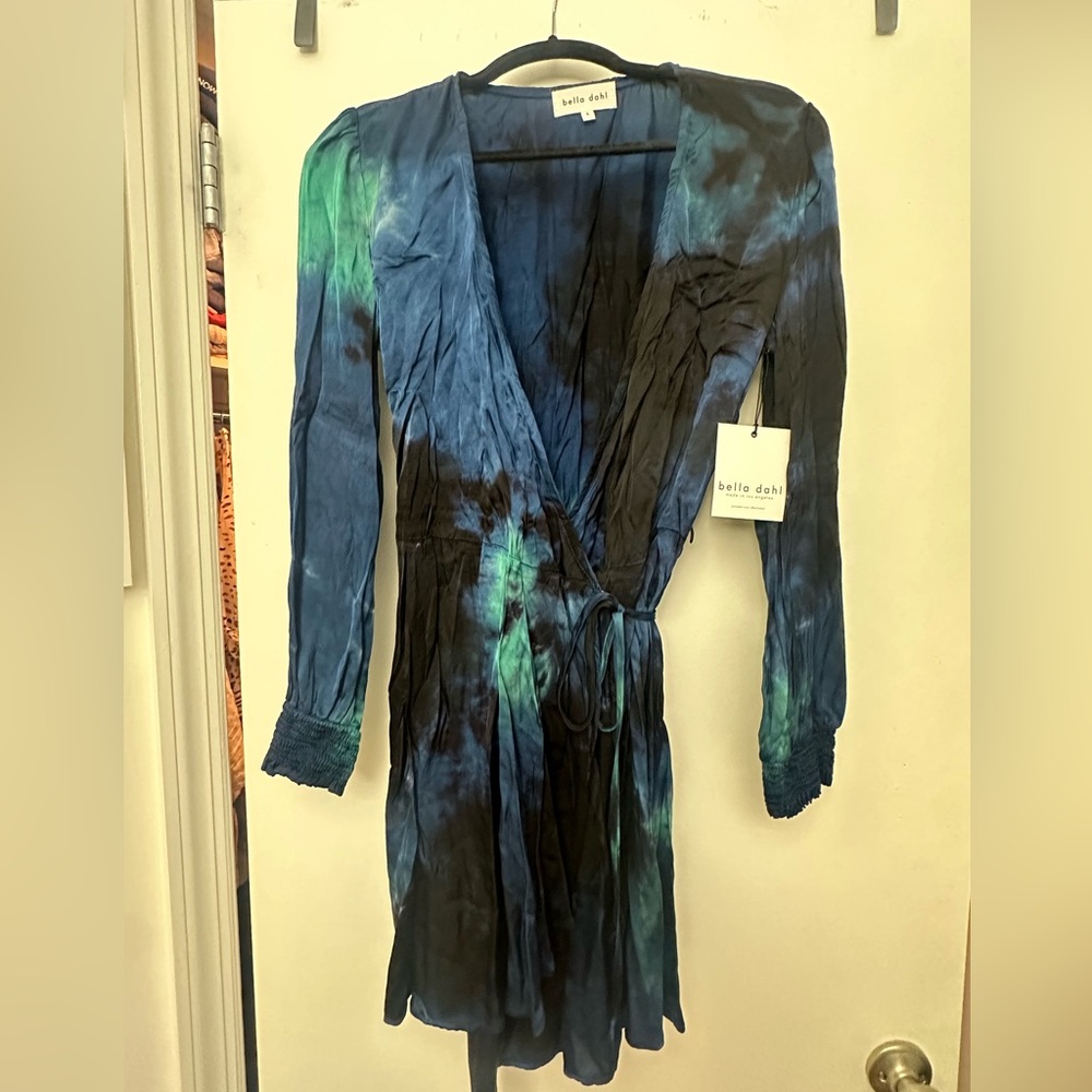 NWT Bella Dahl blue tie dye wrap dress - Size Small